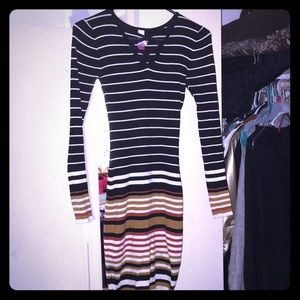 Horizontal stripe sweater dress